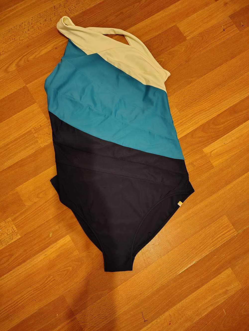 Summer Salt The Sidestroke One-Piece  Swimsuit Women's Size 14 White Teal Navy